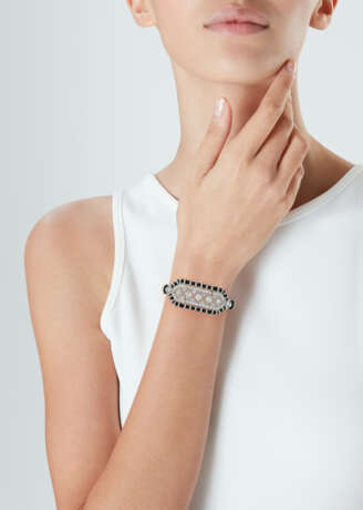 CARTIER ART DECO DIAMOND AND FABRIC BRACELET - photo 2