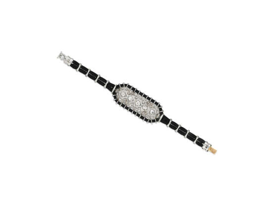 CARTIER ART DECO DIAMOND AND FABRIC BRACELET - photo 4