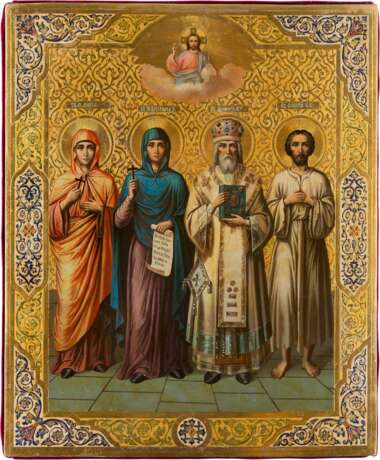 A LARGE ICON SHOWING STS. MARIA MAGDALENE, PARASKEVA, DMITRI OF ROSTOV AND ST. ALEXI, THE MAN OF GOD - фото 1