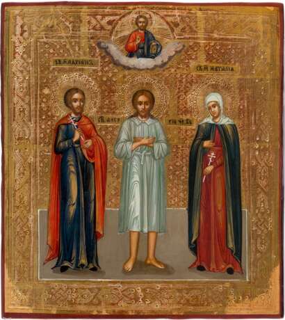 AN ICON SHOWING ST. ALEXIS, THE MAN OF GOD, ST. ADRIAN AND ST. NATALIA - Foto 1