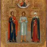 AN ICON SHOWING ST. ALEXIS, THE MAN OF GOD, ST. ADRIAN AND ST. NATALIA - Foto 1