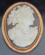 Overview. Gold brooch Cameo