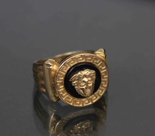 Bague en or pour femme avec m&eacute;duse en onyx Gorgone Gold At the turn of 19th -20th century - Foto 3