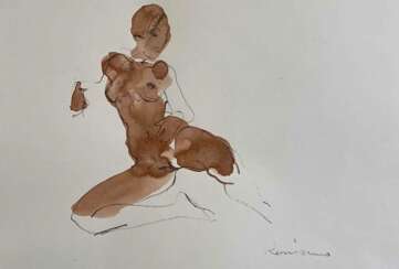 Serhiy Reznichenko, Watercolor Nude Sketch, 21st Century