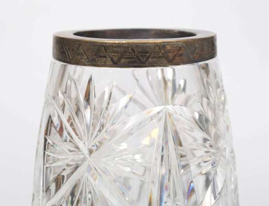 Vase en cristal avec finition argent&eacute;e Crystal Early 20th century - photo 3