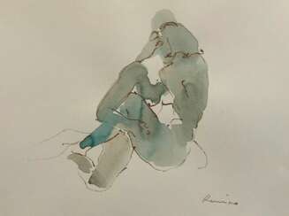 Serhiy Reznichenko, Watercolor Nude Sketch, 21st Century