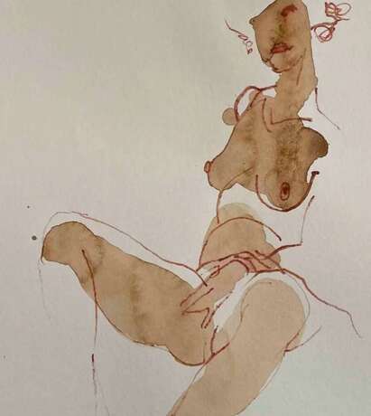 Serhiy Reznichenko Croquis de nu &agrave; l&amp;39;aquarelle 21e si&egrave;cle Papier 21th century - Foto 2