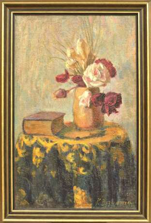 Nature morte aux fleurs et au livre Early 20th century - Foto 1