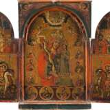A LARGE ICON SHOWING THE MOTHER OF GOD 'OF THE UNFADING ROSE' AND SELECTED SAINTS - photo 1