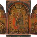 A LARGE ICON SHOWING THE MOTHER OF GOD 'OF THE UNFADING ROSE' AND SELECTED SAINTS - фото 1