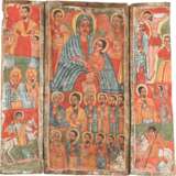 A LARGE COPTIC TRIPTYCH SHOWING THE MOTHER OF GOD, THE CRUCIFIXION AND SELECTED SAINTS - photo 1