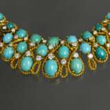 Gold necklace with diamonds and turquoise Gold 21th century - photo 2