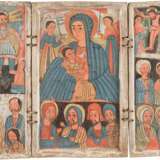 A RARE COPTIC TRIPTYCH SHOWING THE MOTHER OF GOD, THE CRUCIFIXION AND SELECTED SAINTS - Foto 1