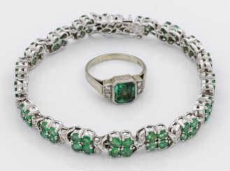 Smaragd-Armband mit einem Turmalinring