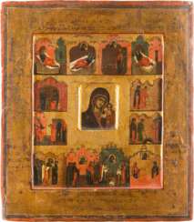 A RARE ICON SHOWING THE LEGEND OF THE ICON OF THE MOTHER OF GOD