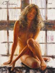 Gicl&eacute;e print on canvas, Nude in the front of the window, 2023, by Kartashov Andrey, Russia, 21st century. 1 of 50 limited prints.