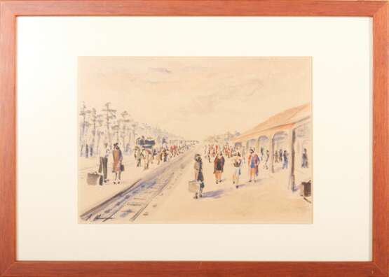 La gare watercolor Early 20th century - Foto 1