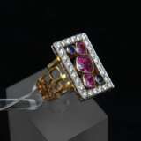 Bague en or avec diamants rubis saphir Gold 21th century - Foto 2