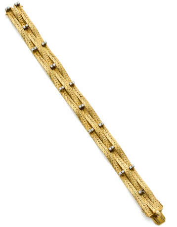 Diamond and yellow glazed gold intertwined bracele… - photo 1