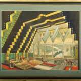 Ensemble de d&eacute;corations pour l&amp;39;op&eacute;ra Feu et Nuit : Vue du ch&acirc;teau de Lielvārde Mixed media Mid-20th century - photo 1