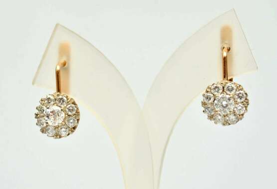 Gold earrings with diamonds Gold Other style Mid-20th century - photo 1