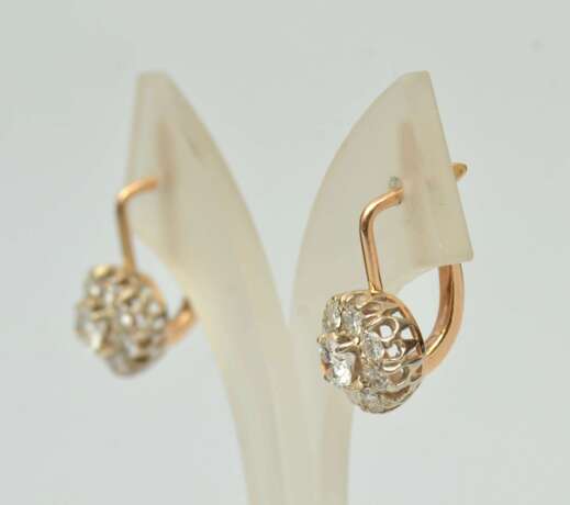 Gold earrings with diamonds Gold Other style Mid-20th century - photo 2