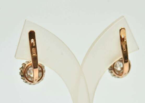 Gold earrings with diamonds Gold Other style Mid-20th century - photo 3