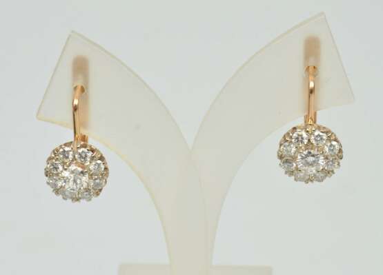 Gold earrings with diamonds Gold Other style Mid-20th century - photo 4