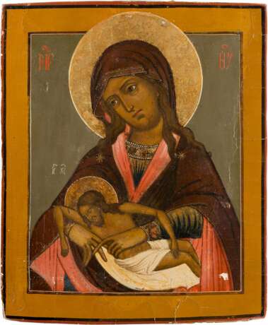 A RARE ICON SHOWING THE MOTHER OF GOD LAMENTING OVER THE BODY OF CHRIST - photo 1