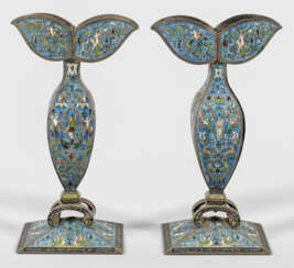 Paar dekorative Cloisonné-Tischlampenfüße