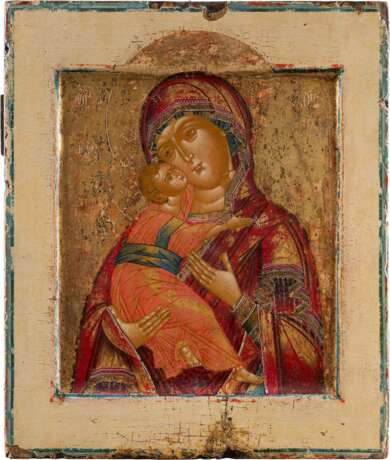 A FINE ICON SHOWING THE VLADIMIRSKAYA MOTHER OF GOD - фото 1