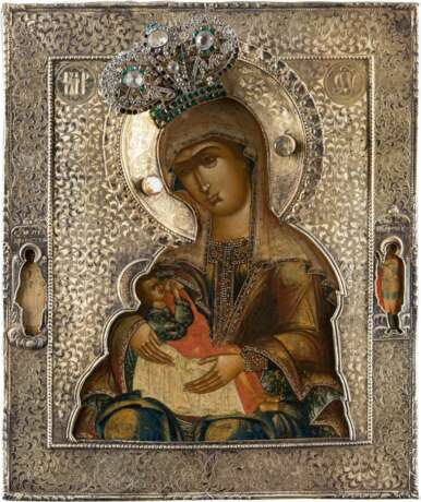 A VERY FINE ICON SHOWING THE BREAST-FEEDING MOTHER OF GOD (GALAKTOTROPHOUSA) WITH SILVER-GILT RIZA - photo 1