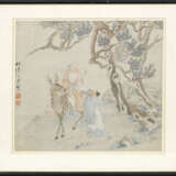 Paar chinesische Federzeichnungen mit figuralen Szenen - Foto 2