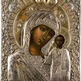 AN ICON SHOWING THE KAZANSKAYA MOTHER OF GOD WITH SILVER-GILT OKLAD - фото 1