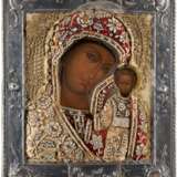 A FINE ICON SHOWING THE KAZANSKAYA MOTHER OF GOD WITH SILVER RIZA AND EMBROIDERY - photo 1