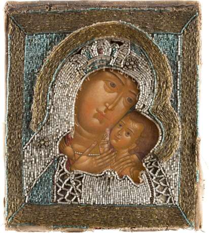 AN ICON OF THE KORSUNKSKAYA MOTHER OF GOD WITH EMBROIDERED OKLAD - photo 1