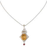 Saphir-Rubin-Diamant-Anhänger mit Kette - photo 1