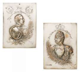 Paar Plaketten mit den Portraits von Kaiser Wilhelm II und Kaiserin Auguste Viktoria