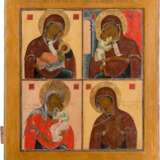 A MONUMENTAL QUADRI-PARTITE ICON SHOWING FOUR IMAGES OF THE MOTHER OF GOD - Foto 1