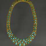 Gold necklace with diamonds and turquoise Gold 21th century - photo 1