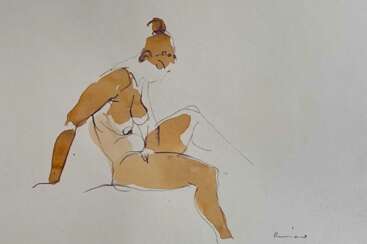 Serhiy Reznichenko, Watercolor Nude Sketch, 21st Century