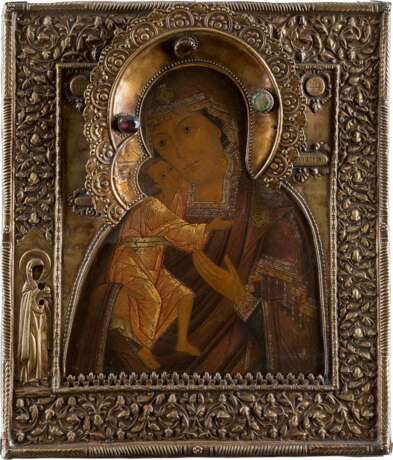 AN ICON SHOWING THE FEODOROVSKAYA MOTHER OF GOD WITH RIZA - photo 1