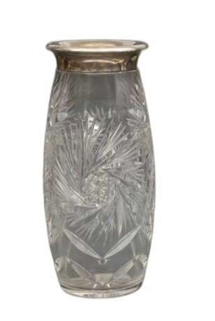 Vase en cristal avec finition argent&eacute;e Crystal Early 20th century - photo 1