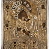 AN ICON SHOWING THE 'POCHAEVSKAYA' MOTHER OF GOD WITH A SILVER-GILT OKLAD WITHIN A FRAME - photo 1