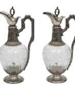 Overview. Glass decanters with silver finish 2 pcs.