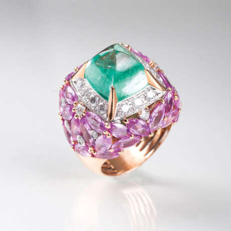 Außergewöhnlicher Smaragd-Saphir-Diamant-Ring - Foto 1