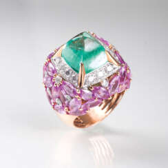 Exceptional Emerald-Sapphire-Diamond-Ring