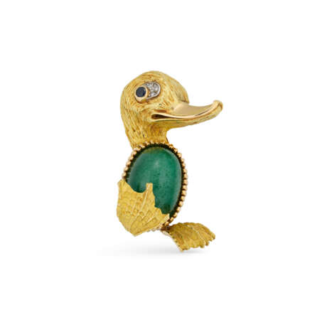 NO RESERVE | CARTIER MID-20TH CENTURY AVENTURINE QUARTZ, SAPPHIRE AND DIAMOND DUCK BROOCH - photo 1