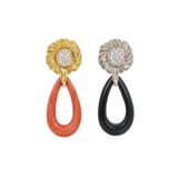 CHAUMET CORAL, ONYX AND DIAMOND EARRINGS - photo 1