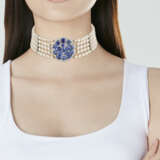 VAN CLEEF & ARPELS SAPPHIRE, CULTURED PEARL AND DIAMOND CHOKER NECKLACE - Foto 4